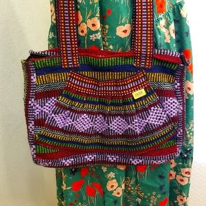 Artisan Mexican bag purse with zipper colorful bohemian